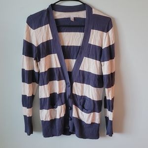 Navy and Ivory Striped Cardigan